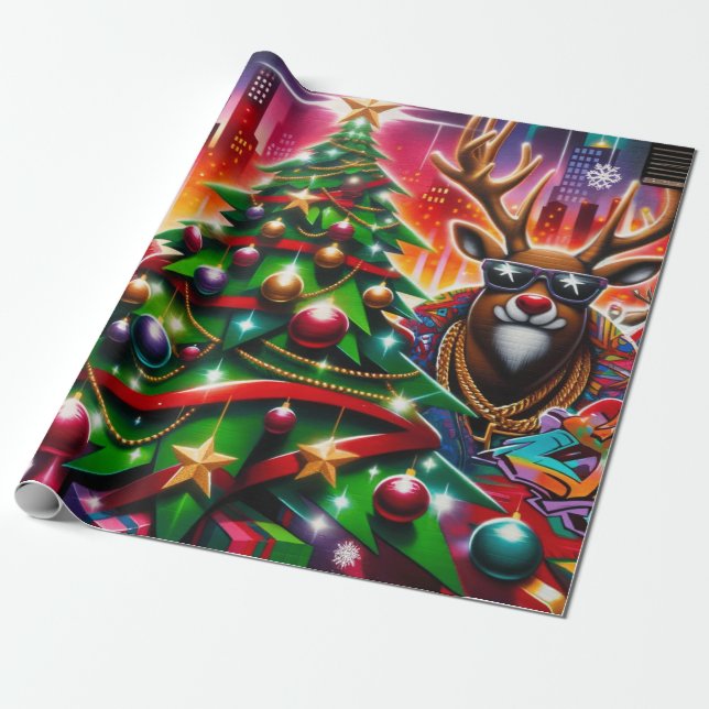 Graffiti Weihnachten Geschenkpapier (Ungerollt)