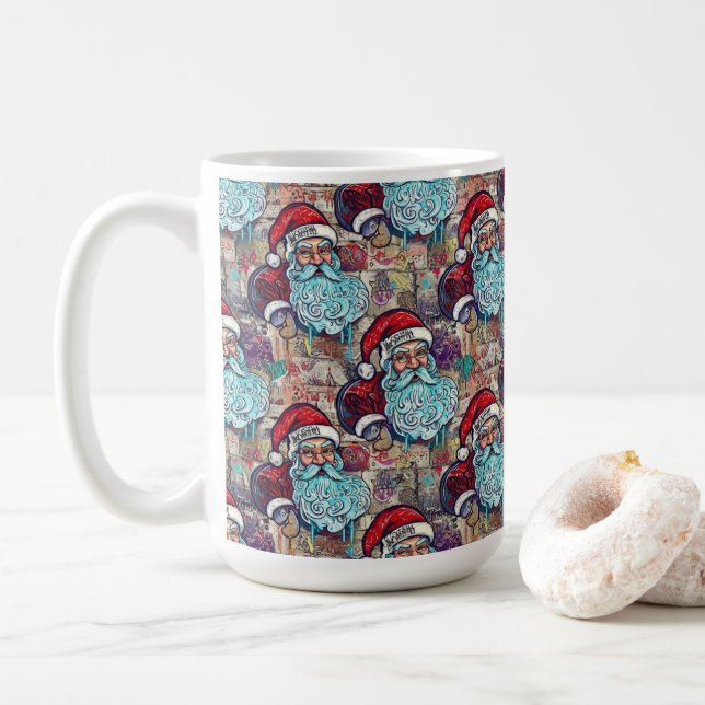 Graffiti-Weihnachtsmann  Kaffeetasse (Mit Donut)