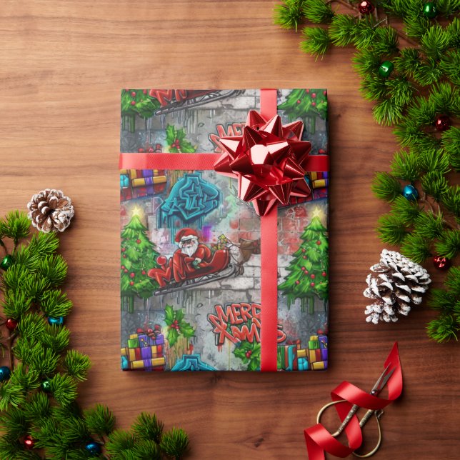 Graffiti-Weihnachtspapier Geschenkpapier (Feiertagsgeschenk)