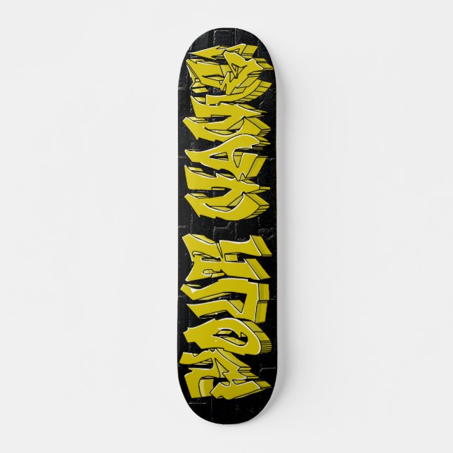 GRAFFITI WILDSTYLE GOLD CUSTOM SKATEBOARD (Vorne)