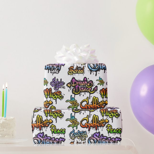 Graffiti-Wörter   Geschenkpapier (Partygeschenke)