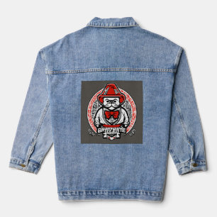 Graffiti-Zauberer-Maskottchen-Logo – Schwarz & Wei Jeansjacke