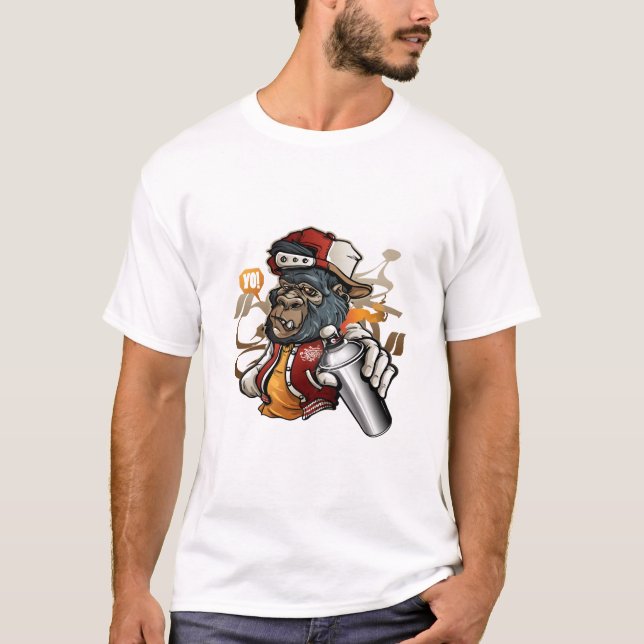 Graffiti-Zeichengorilla mit Sprayfarbe T-Shirt (Vorderseite)