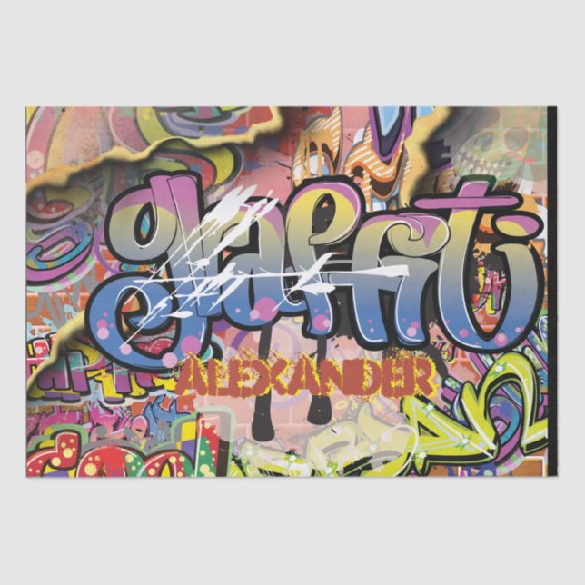 Graffiti-Ziegel, gekratzt oder gestrichen Seidenpapier (Vorderseite)