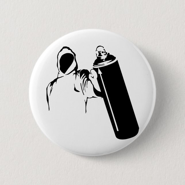 Graffitiverfasser mit Spraydosen-Schablone Button (Vorderseite)