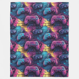 Graffitti GameController Urban Pattern Gamer Room Fleecedecke