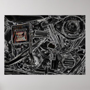Grafik alten Harley Motorrades - Poster