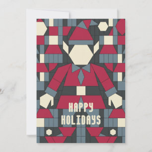 Grafik-Block-Kunst   Moderner Weihnachtself Flat Feiertagskarte