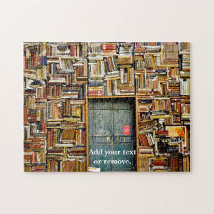 Grafik: Buchmauer in einer Bibliothek, Puzzle