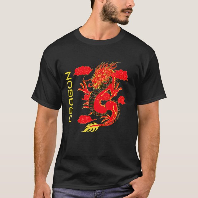 Grafik-chinesischer Drachenstil T-Shirt (Vorderseite)