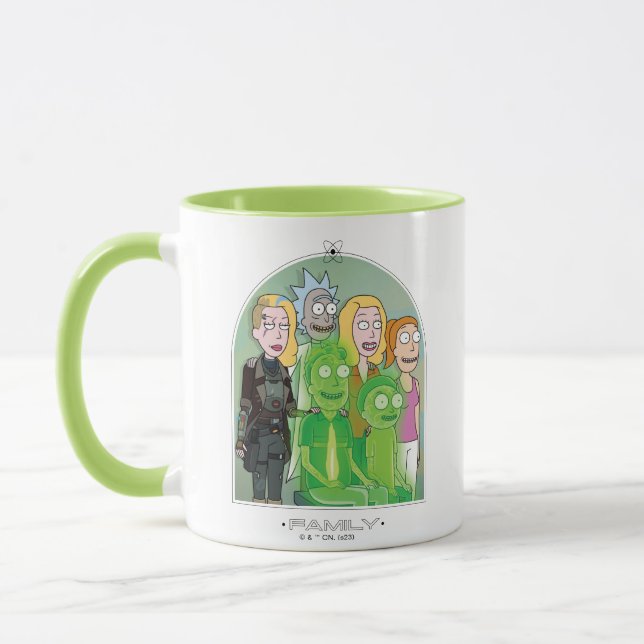 Grafik der Rick- und Morty-Familie Tasse (Links)