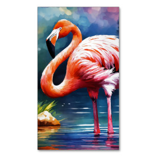 Grafik der rosa Flamingo im Aquarell Magnetische Visitenkarte