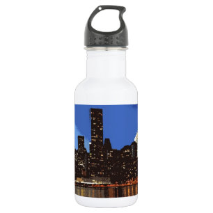 Grafik der Skyline von New York in der Nacht Edelstahlflasche