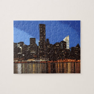 Grafik der Skyline von New York in der Nacht Puzzle