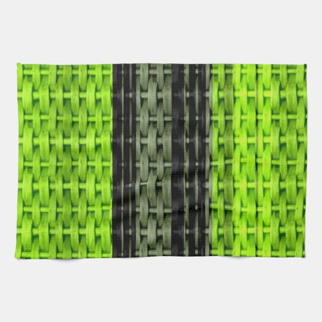 Grafik-Design in Schwarz und Grün Geschirrtuch (Horizontal)