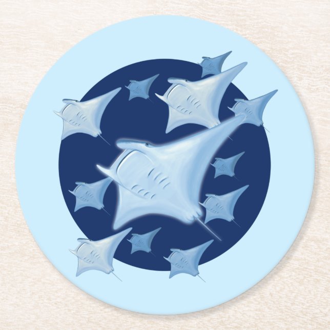 Grafik Design Manta Ray Lover Runder Pappuntersetzer (Vorderseite)