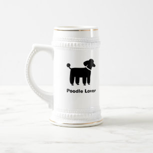 Grafik eines schwarzen Pudel-Hundes mit individuel Bierglas