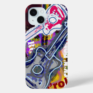 Grafik-Gitarren-Rockmusik iPhone 15 Hülle
