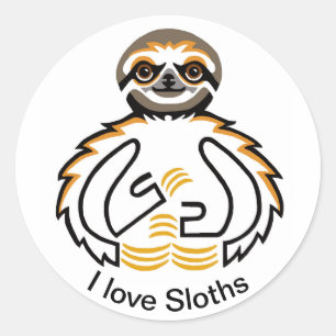 Grafik I Liebe SLOTHS - Natur - Wildtiere Runder Aufkleber