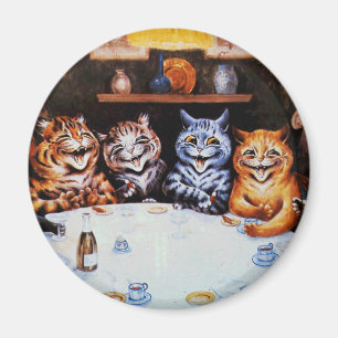 Grafik Katzen-Abendessen-Party-Louis Wain Magnet