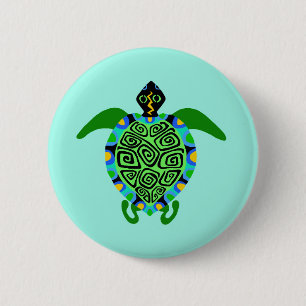 Grafik - Sea TURTLE - Tierfreund - Ocean Aqua Button