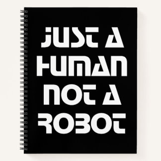 Grafik Typografie nur ein Mensch, kein Roboter Notizbuch