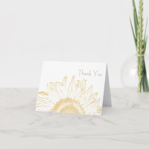 Grafik von Gelb und Weiß-Sonnenblumen Vielen Dank Dankeskarte