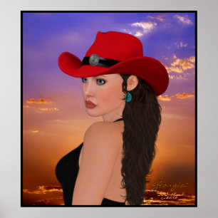 Grafik-Western-Cowgirl-Druck "Georgia" digitaler Poster