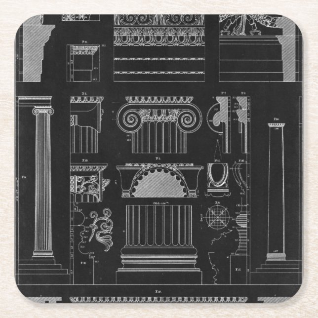 Grafikarchitektur IV Rechteckiger Pappuntersetzer (Vorderseite)