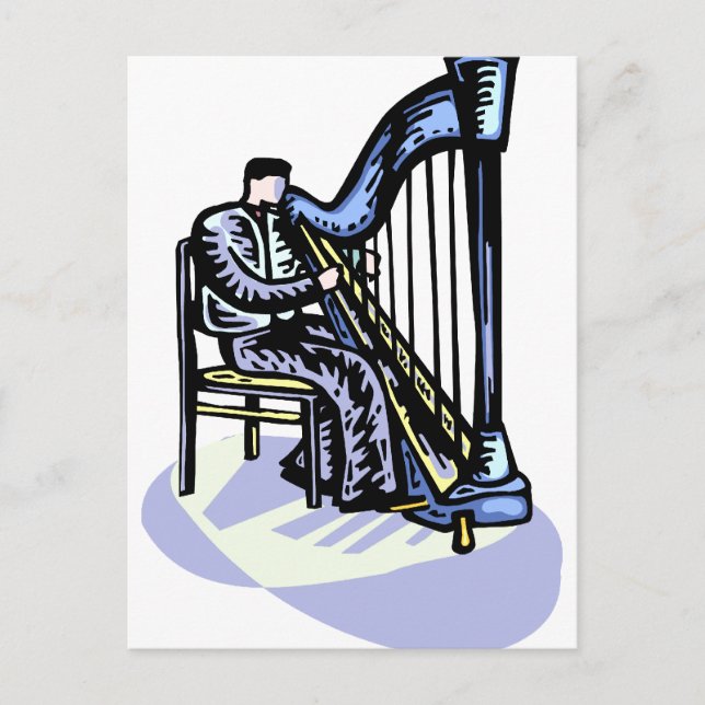 Grafikbilder für männliche Harp-Player Postkarte (Vorderseite)