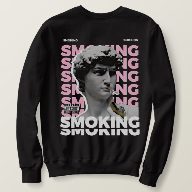 Grafikdesign David Sculpture Smoking Streetwear Sweatshirt (Design Rückseite)