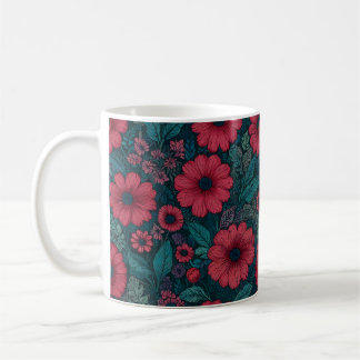 Grafikdesign der roten Blume Kaffeetasse