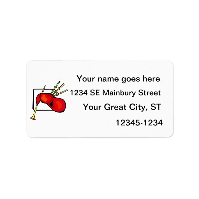 Grafikdesign in Bagpipe, rot und braun Adressaufkleber (Vorne)