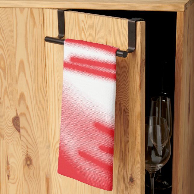 Grafikdesign mit fett rotem und orangefarbenem Des Geschirrtuch (Drittel gefaltet)