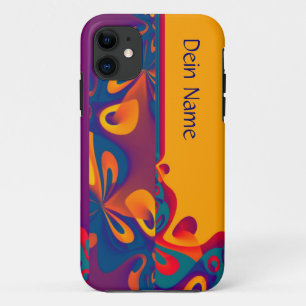 Grafikdesign Muster - violett orange + Text Case-Mate iPhone Hülle