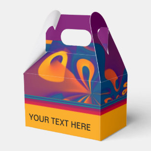 Grafikdesign Muster - violett orange + Text Geschenkschachtel