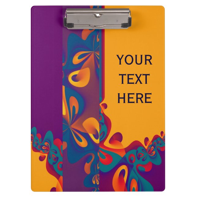 Grafikdesign Muster - violett orange + Text Klemmbrett (Vorderseite)