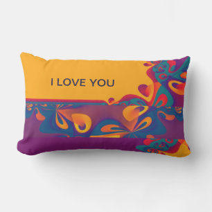 Grafikdesign Muster - violett orange + Text Lendenkissen