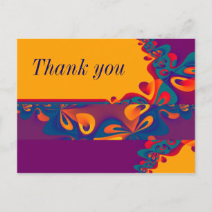 Grafikdesign Muster - violett orange + Text Postkarte