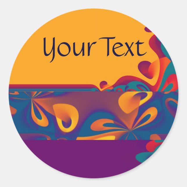 Grafikdesign Muster - violett orange + Text Runder Aufkleber (Vorderseite)
