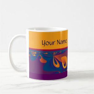 Grafikdesign Muster - violett orange + Text Tasse