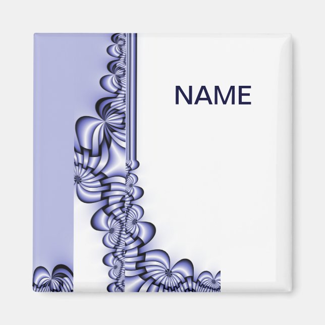 Grafikdesign-Muster - weiß blau + Ihr Text Magnet (Vorne)
