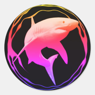 Grafikdesign von Great White Shark Runder Aufkleber