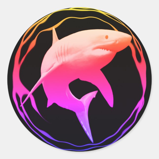Grafikdesign von Great White Shark Runder Aufkleber (Vorderseite)