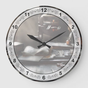 Grafikdesigner - Im Büro des Druckers Große Wanduhr