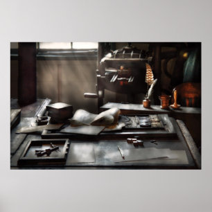 Grafiker - im Drucker-Büro Poster