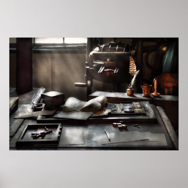 Grafiker - Im Druckerbüro Poster (Vorne)