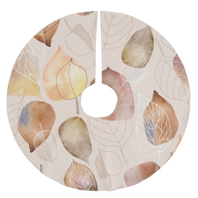 Grafikfarbenleaf-Autumn Design Polyester Weihnachtsbaumdecke (Vorderseite)
