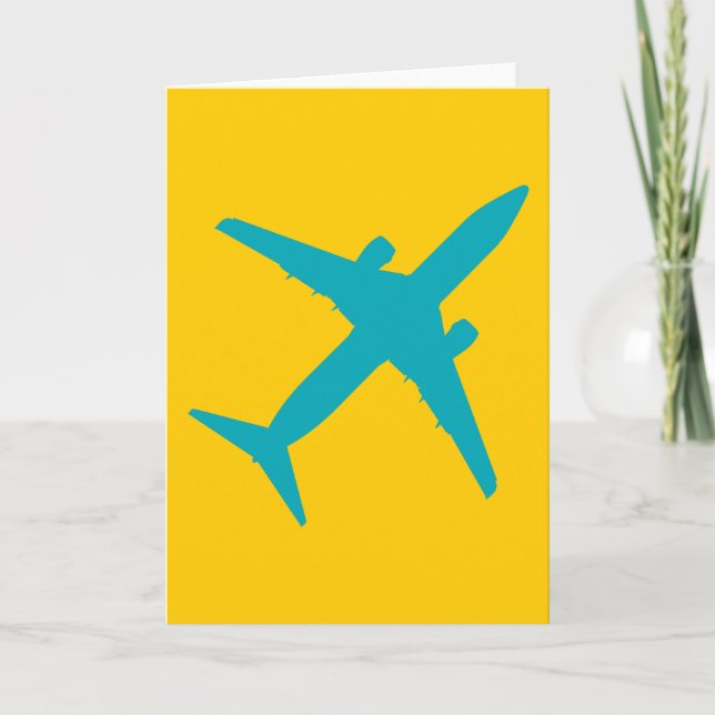 Grafikflugzeug in Aqua Blue Karte (Vorderseite)