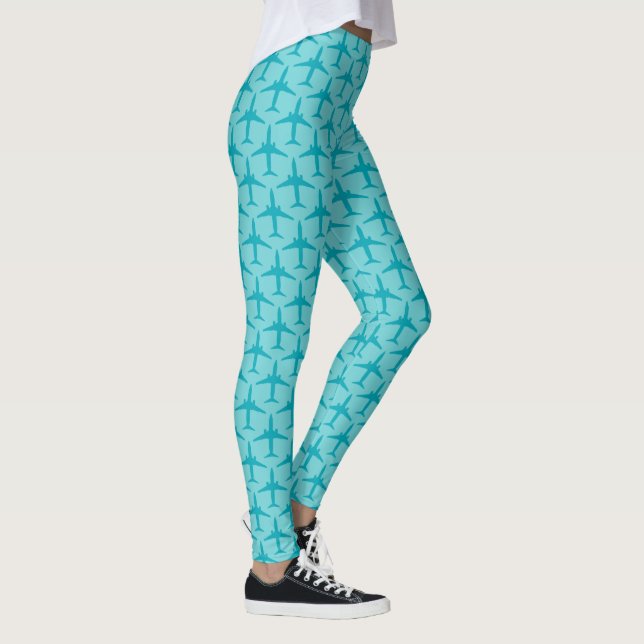 Grafikflugzeug in Aqua Blue Leggings (Rechts)
